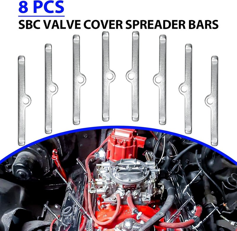 Dueilgo Valve Cover T-Bar Set, Car Engine T-Bar Valve Cover Bolts Hold Down Kit W/Chrome Valve Spreaders Compatible with Chevy SB SBC 265 283 302 305 307 327 350 400 - Image 3